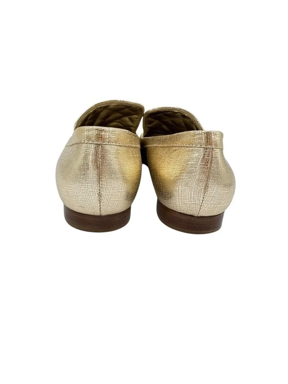 CHANEL Metallic Gold Quilted Leather Loafers Size 40 Wide (fits a 9)